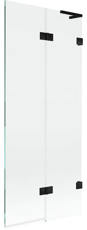 Mexen Lunar L, 2-krídlová vaňová zástena pravá 80 x 150 cm, číre sklo, čierna matná, 897L-080-100-70-00-P