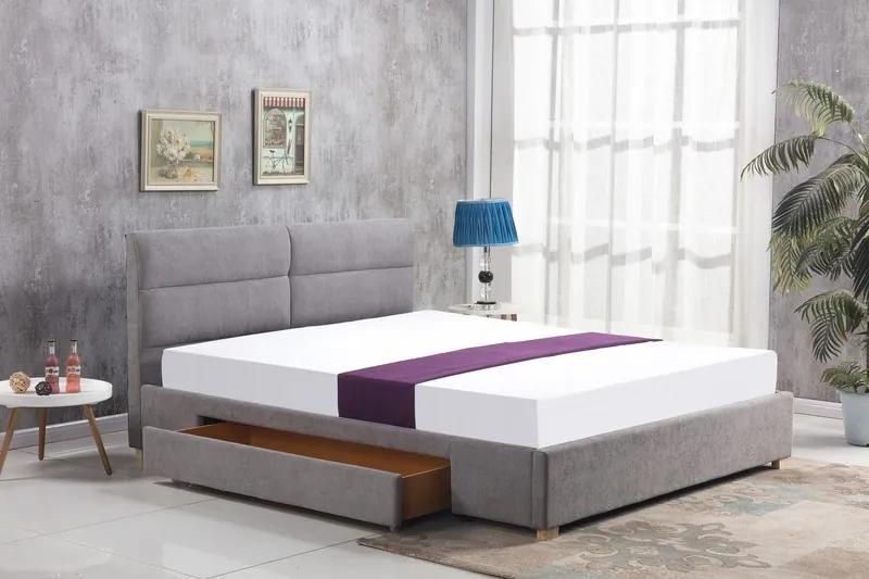 Čalúnená manželská posteľ s roštom Merida 160 - svetlosivá
