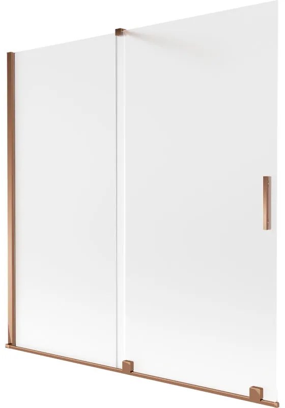 Mexen Velar, 2-krídlová posuvná vaňová zástena 160 x 150 cm, 8mm sklo námraza, ružové zlato, 896-160-000-31-60