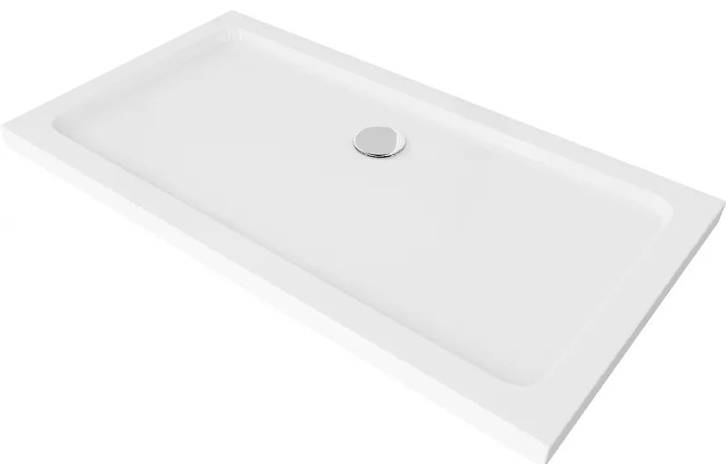 Mexen Slim, obdĺžniková sprchová vanička 140x70x5cm + chrómový sifón, biela, 40107014