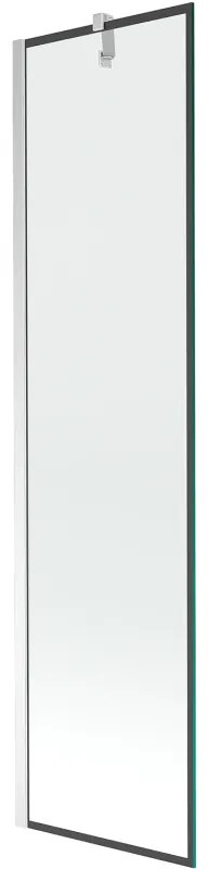 Mexen Next, vaňová zástena 1-krídlová 50 x 150 cm, fixné krídlo, 6 mm číre sklo s čiernym vzorom, chrómový profil, 895-050-000-00-70-01