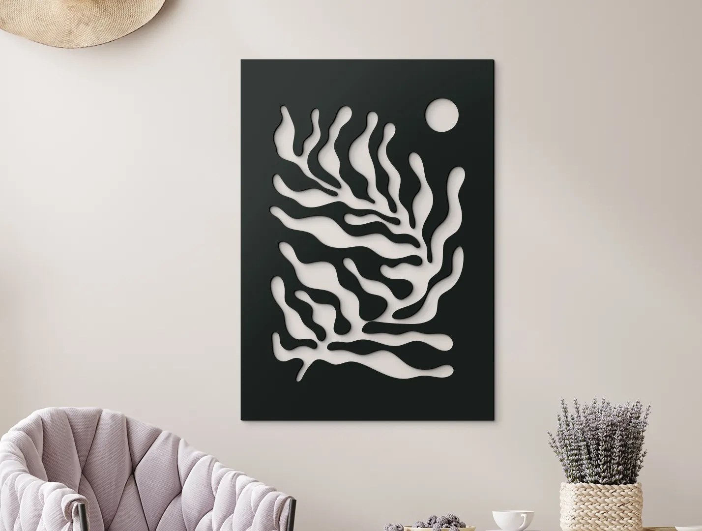 drevko Abstraktný obraz na stenu Koraly Rozmer obrazu: 44,5 x 31 cm, Farba dekorácie: Čierna