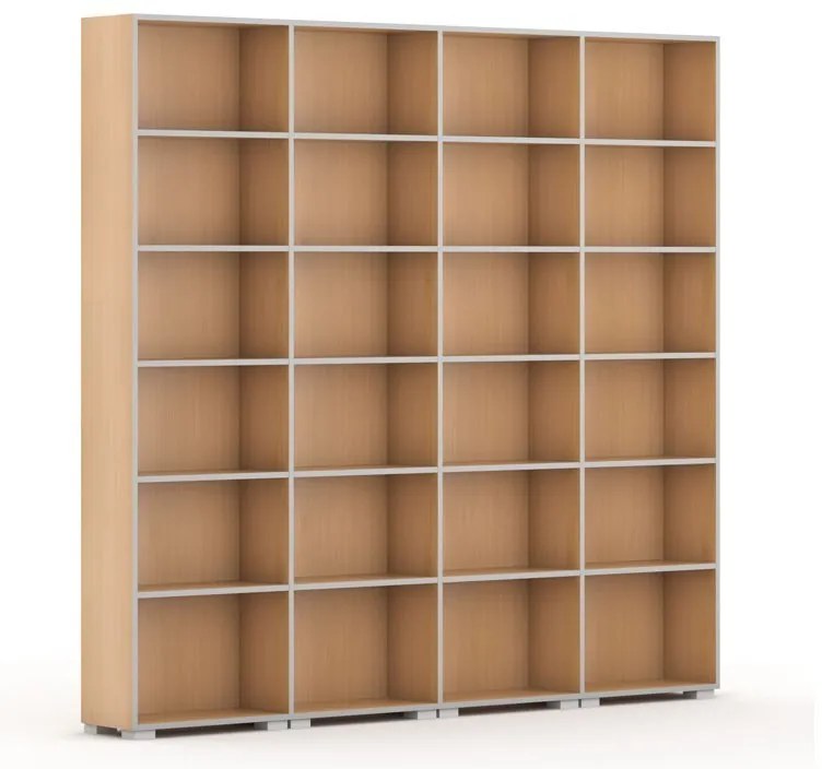 Knižnica SILVER LINE, 4 stĺpce, 2230 x 2400 x 400 mm, buk Knižnica SILVER LINE, 4 stĺpce, 2230 x 2400 x 400 mm, buk