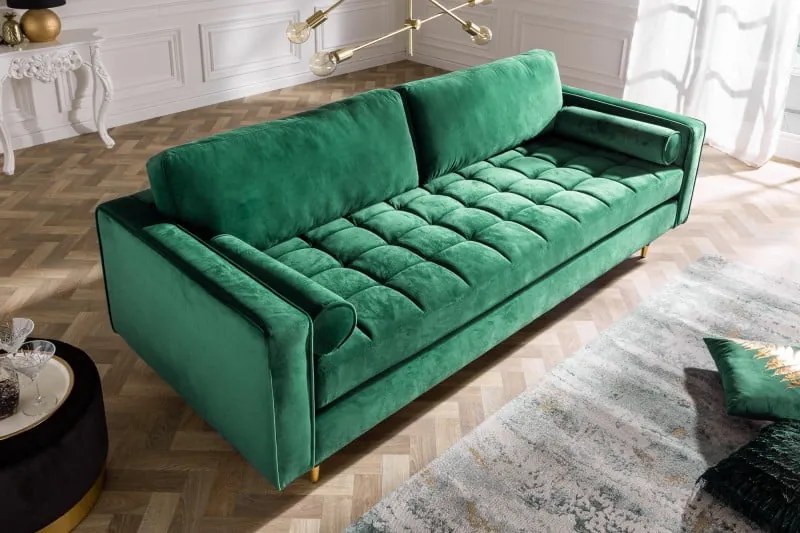 Trojmiestna pohovka COZY VELVET 220cm smaragdovo zelená
