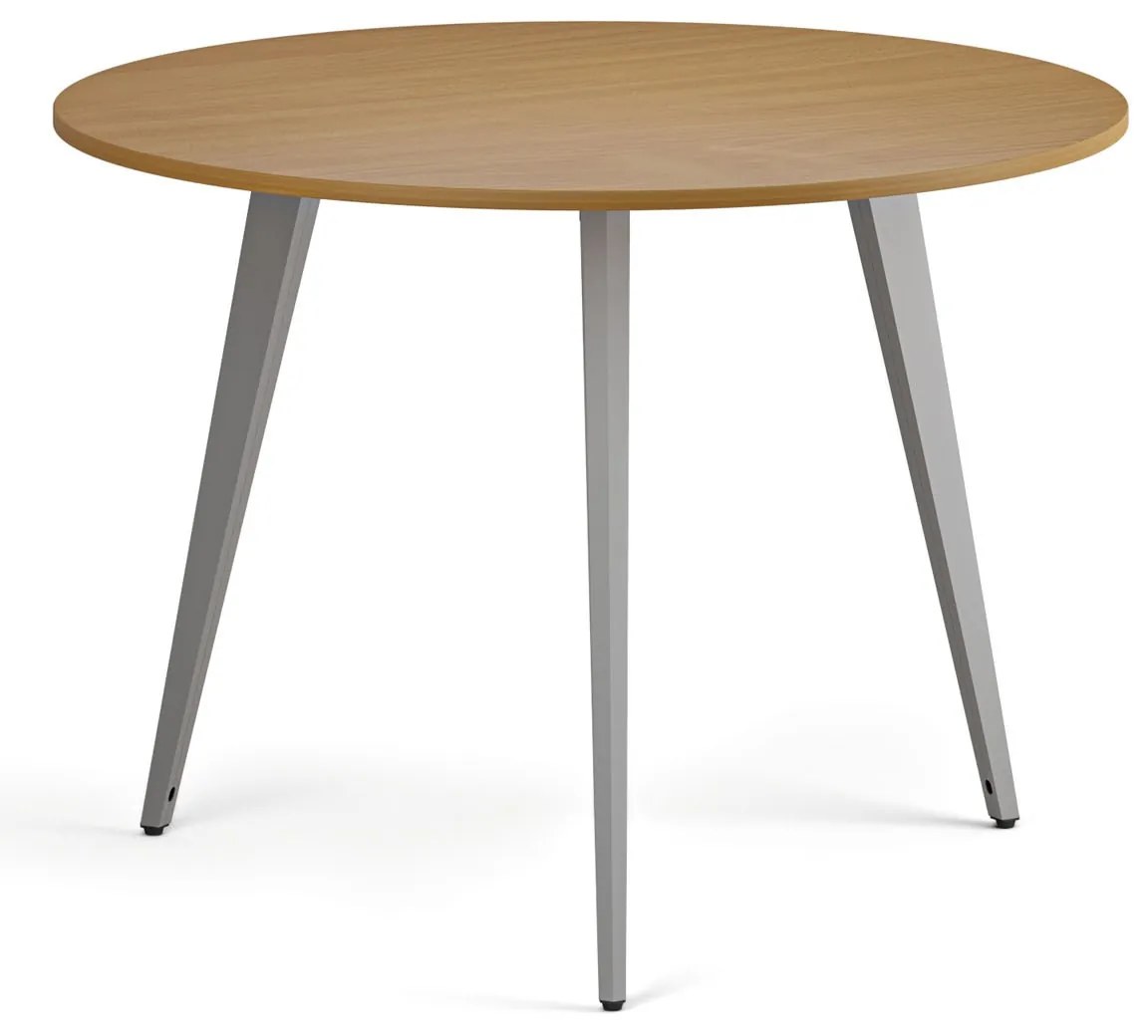 Konferenčný stôl PRIMO VIBE, priemer 100 cm, sivostrieborná podnož, buk