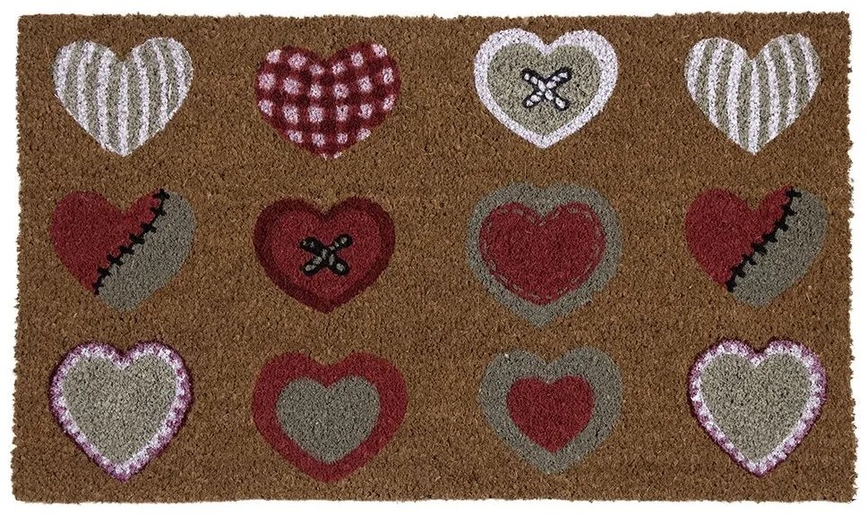 Rohožka z kokosových vlákien so srdiečkami Hearts All - 75 * 45 * 2cm