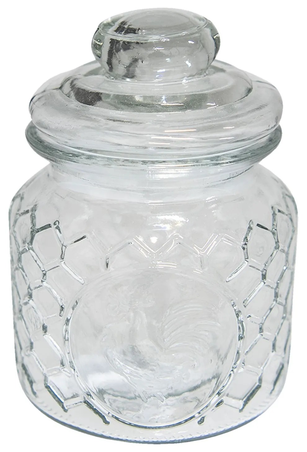 Sklenená dóza s víkom Rooster - Ø 10*14 cm