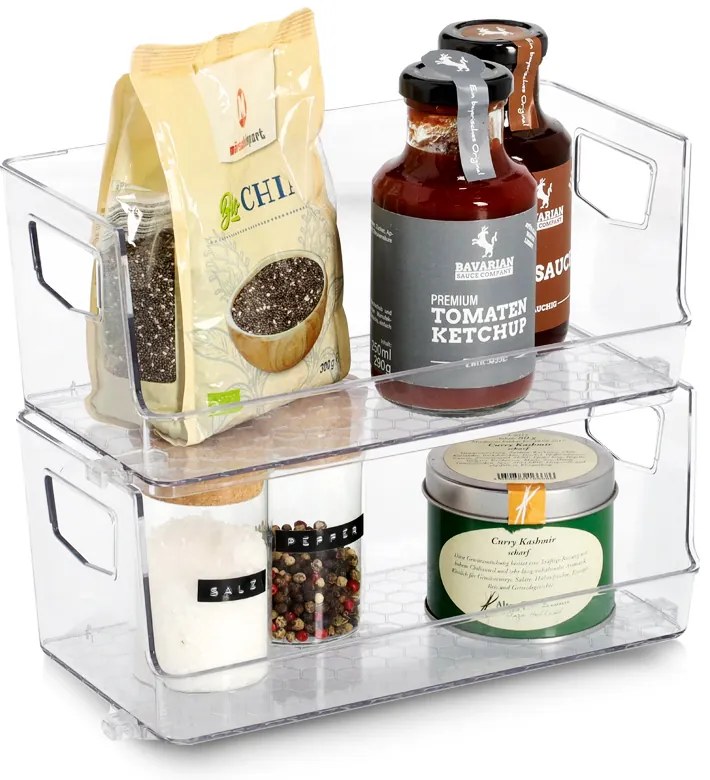 Stohovateľné úložné boxy, s otvorenou prednou hranou, 2 ks 26x13x20 COMPACTA