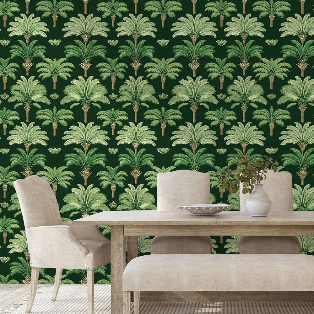 Tapeta zelené palmy na tmavom pozadí