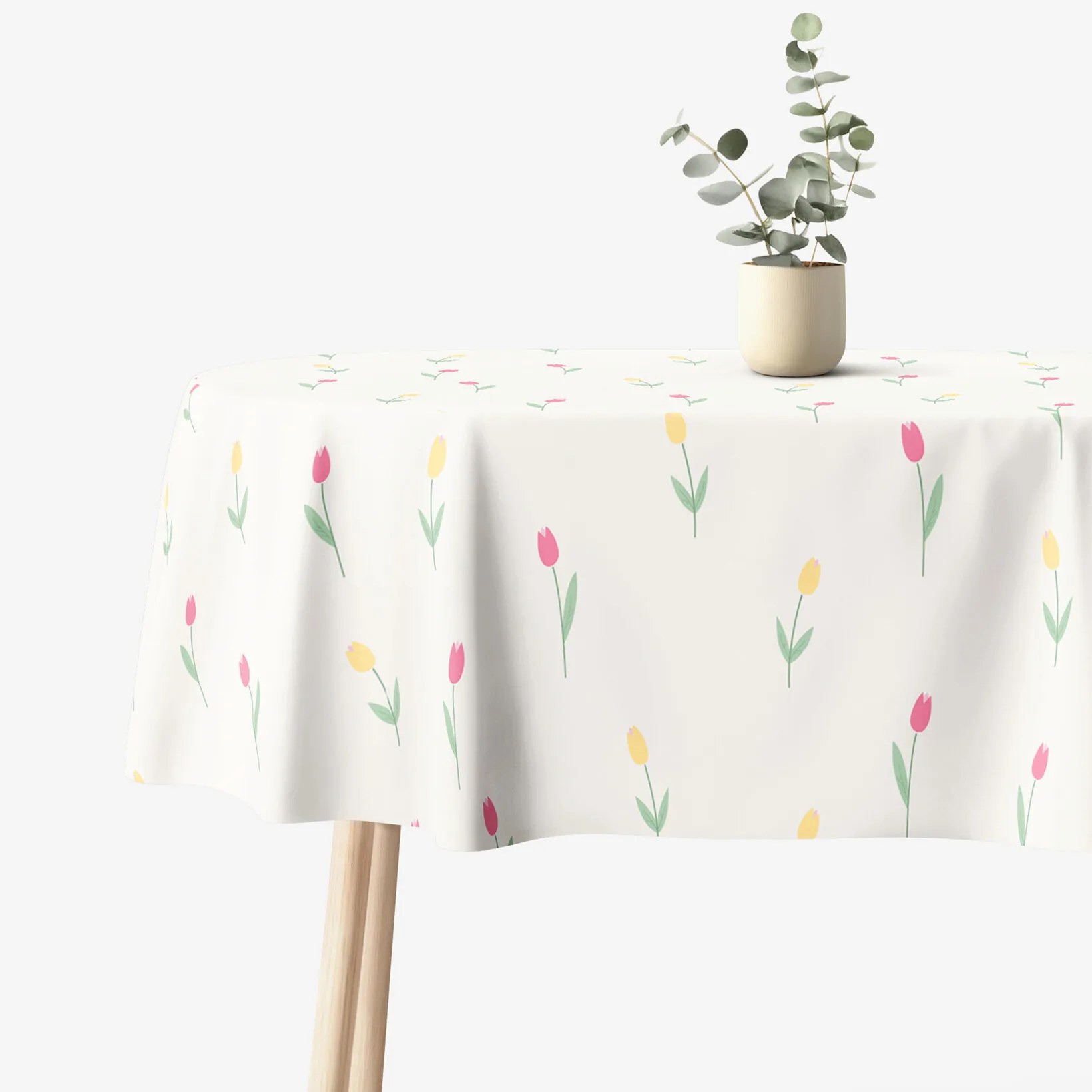 Goldea oválny obrus 100% bavlnené plátno - tulipány 140 x 240 cm