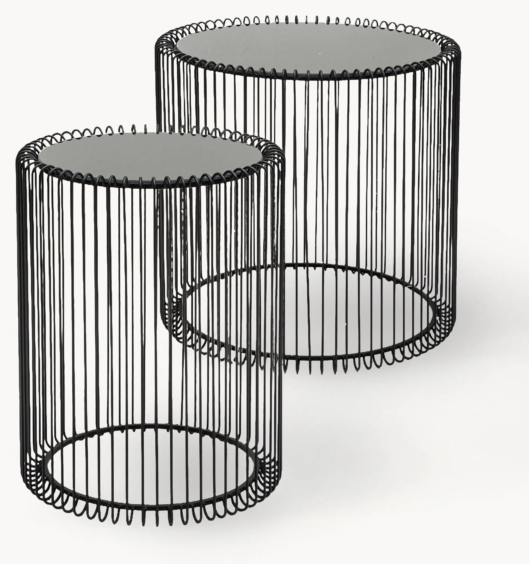 Kovové pomocné stolíky so sklenenou doskou Wire, 2 ks