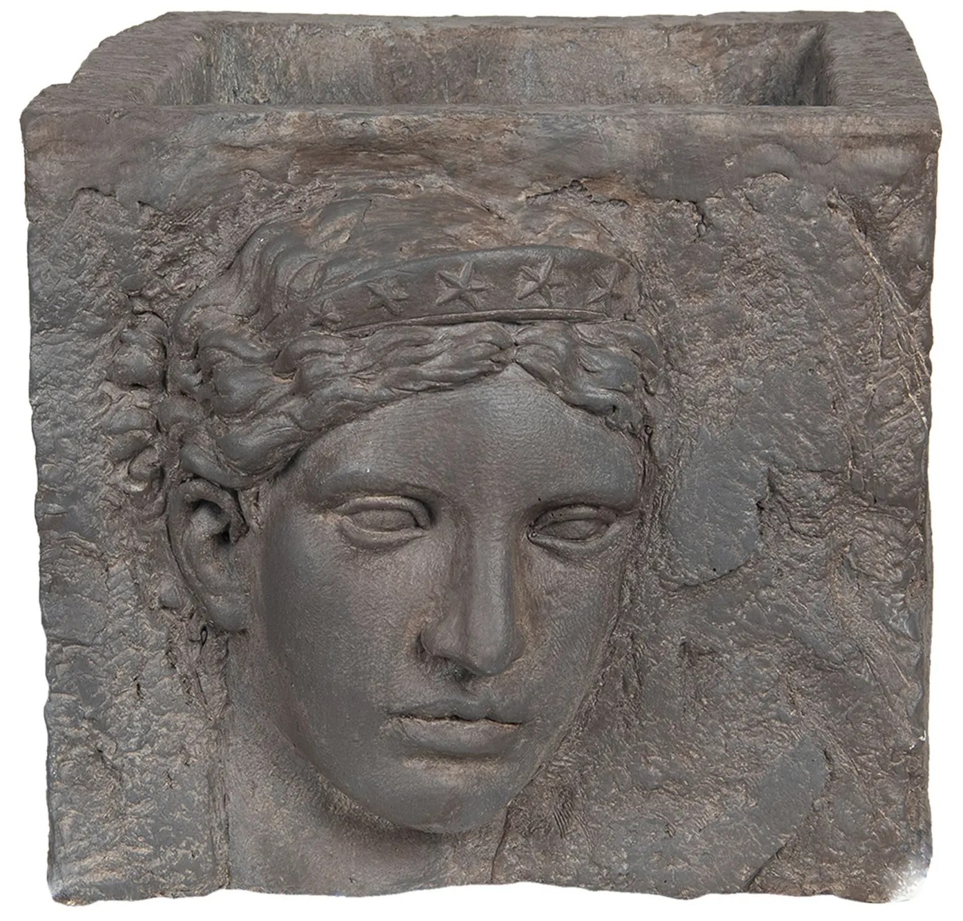 Šedý kvetináč s bustou v antickom štýle Géraud - 38*43*34 cm Šedý kvetináč s bustou v antickom štýle Géraud - 38*43*34 cm