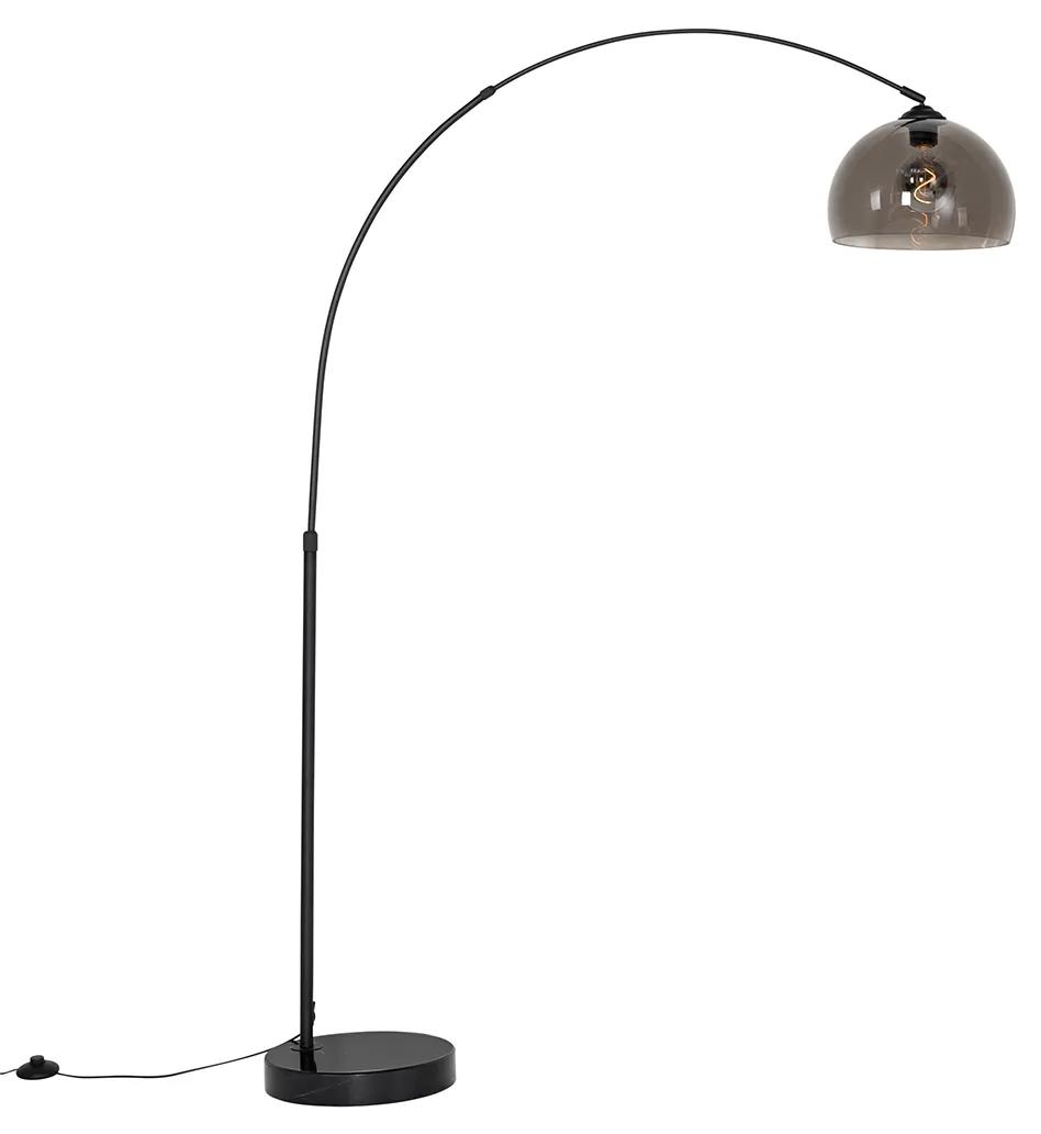 Inteligentná oblúková stojaca lampa čierna s dymovým sklom vrátane WiFi G95 - Arc