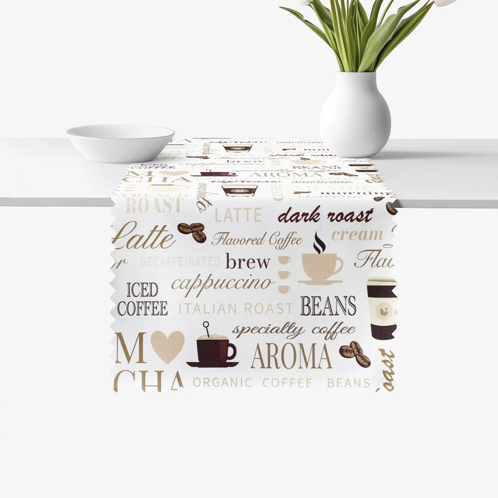 Goldea behúň na stôl teflónový - kávové menu 35x120 cm