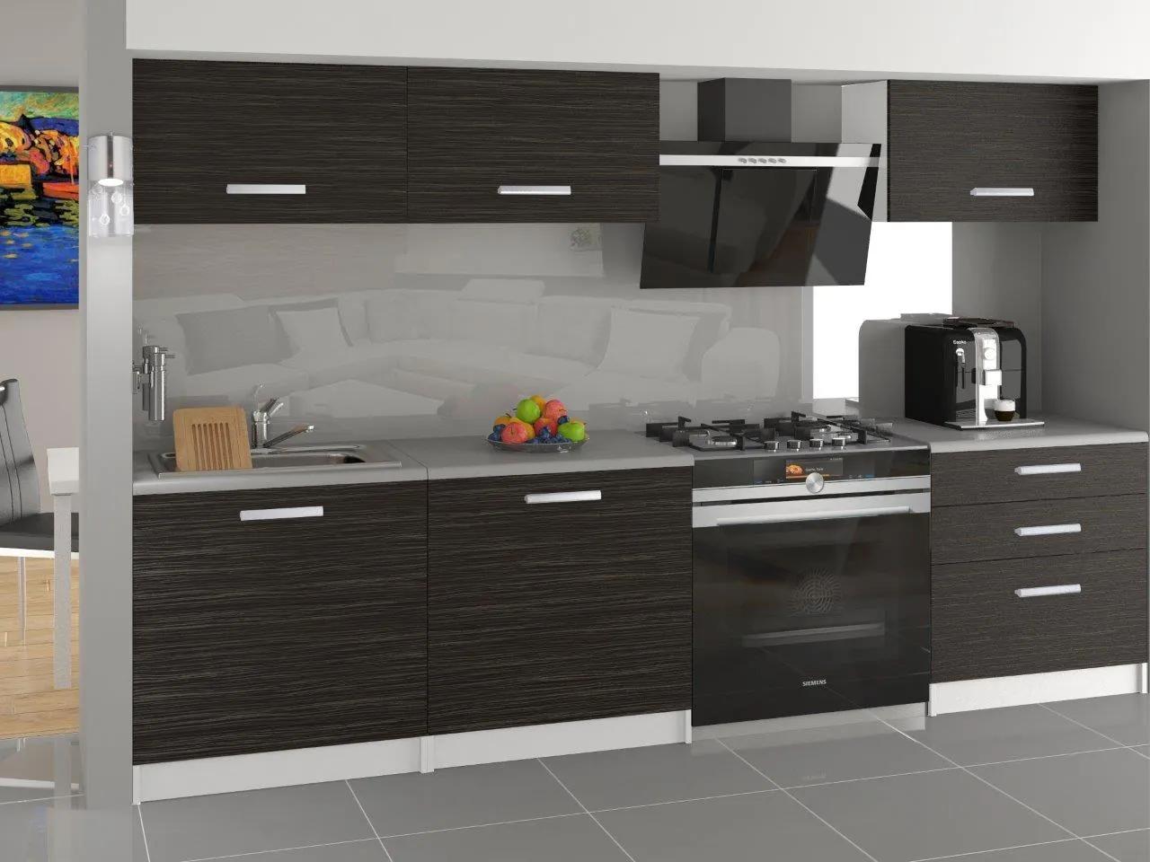 Kuchynská linka Belini 180 cm eben kráľovský s pracovnou doskou Laurentino TOR LAURENTINO/3/WT/HK/0/T