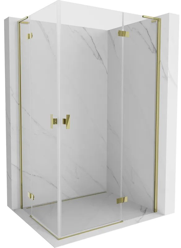 Mexen Mist-H L Duo, 2-krídlový sprchový kút 90 x 95 cm, číre sklo, zlatý lesklý profil, 8A5L-090L-095P-50-00