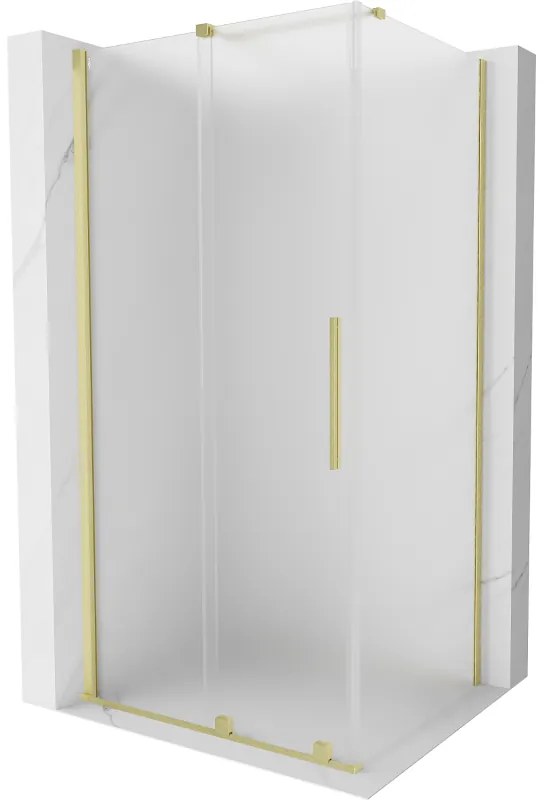 Mexen Velar, sprchový kút s posuvnými dverami 130 x 90 cm, 8mm sklo námraza, zlatá matná, 871-130-090-31-55