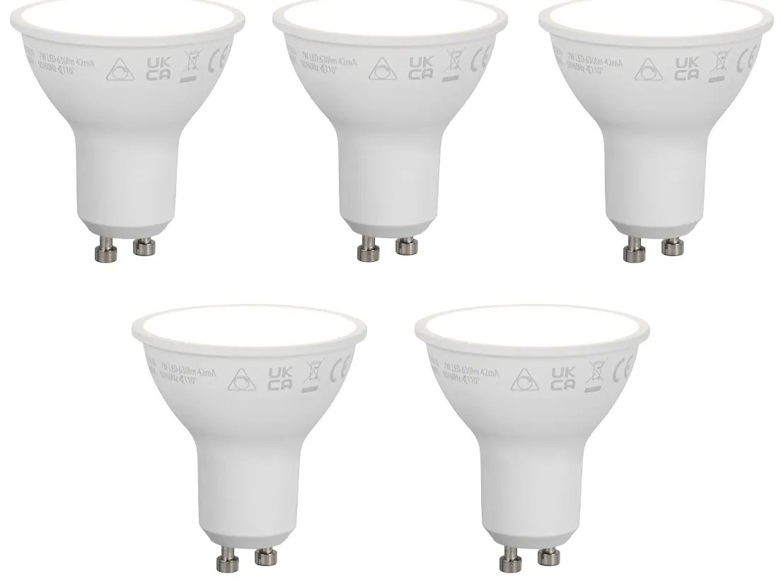 Sada 5 inteligentných stmievateľných LED žiaroviek GU10 50mm Opálová 7W 630 lm 4000K
