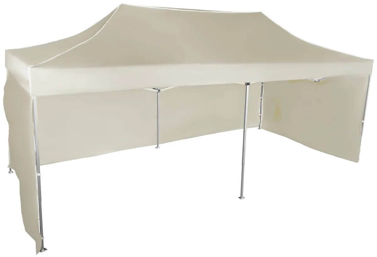 Rýchlorozkladací nožnicový stan 3x6m – hliníkový, 3 bočné plachty, Béžová
