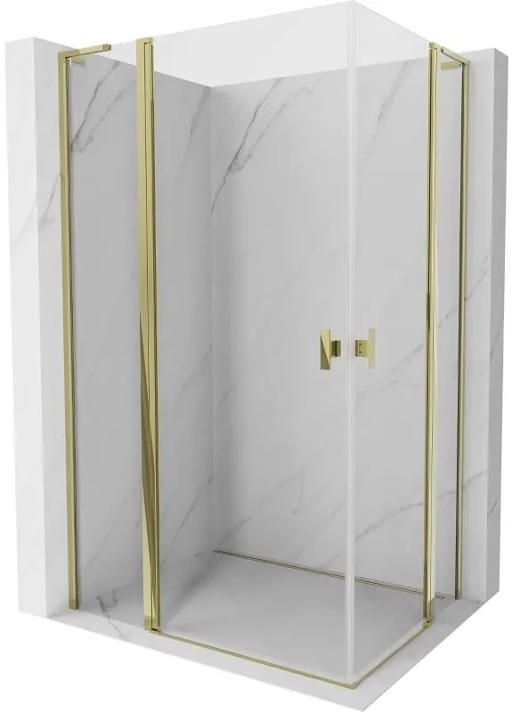 Mexen, Mexen Mist L Duo sklápací sprchový kút 105 x 100 cm, transparentný, zlatý - 8A4L-105-100-50-00