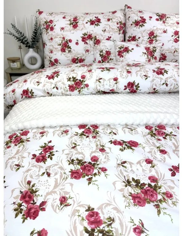 INTERMEDIC SK Romantická ruža – bavlnené obliečky 140x200/70x90 cm, zips, kvetinový vzor