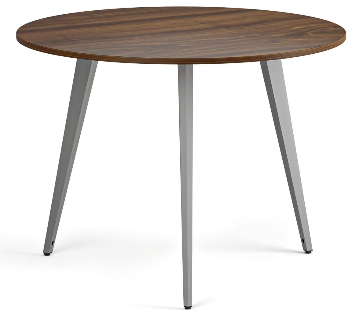 Konferenčný stôl PRIMO VIBE, priemer 100 cm, sivostrieborná podnož, orech