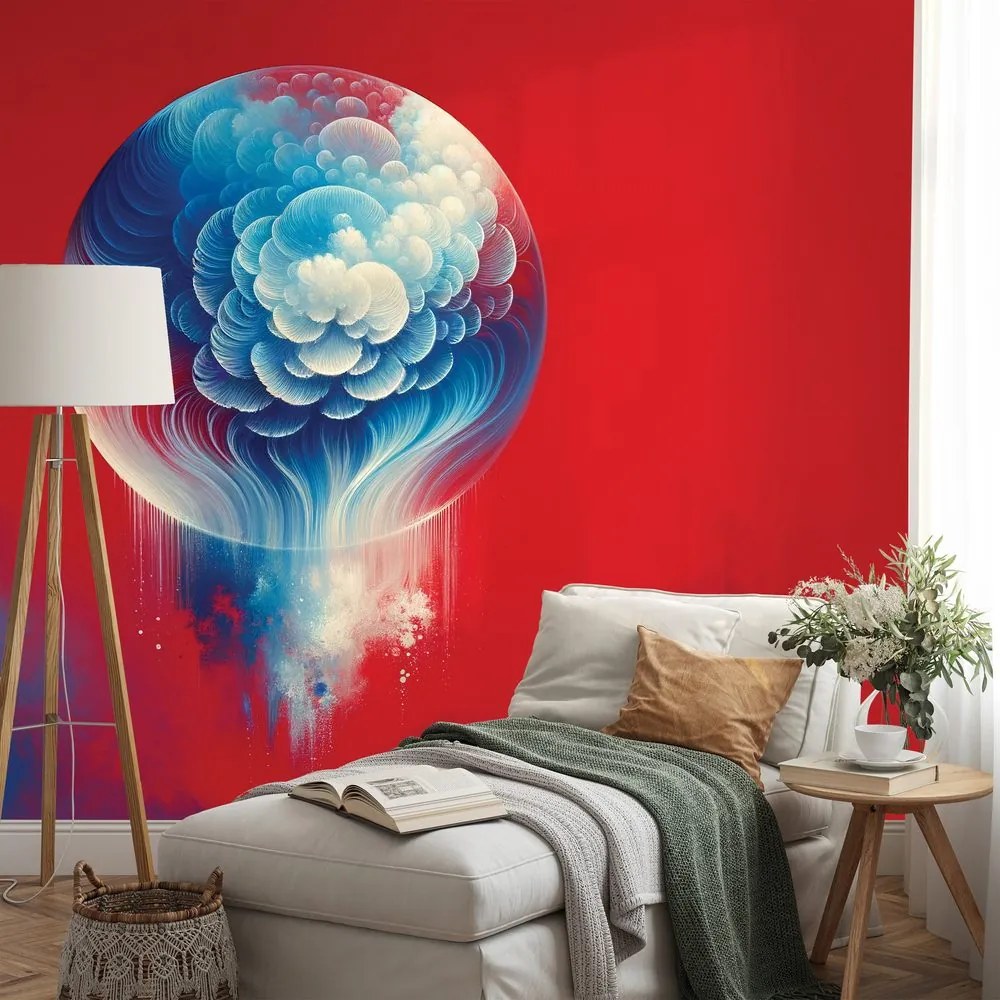 Samolepiaca tapeta abstraktná modro-červená medúza