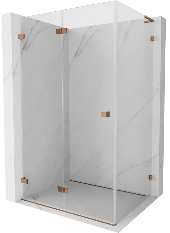 Mexen Lunar-F L, skladací sprchový kút ľavý 85 x 80 cm, 8mm číre sklo, profil ružové zlato, 836L-085-080-60-00-L