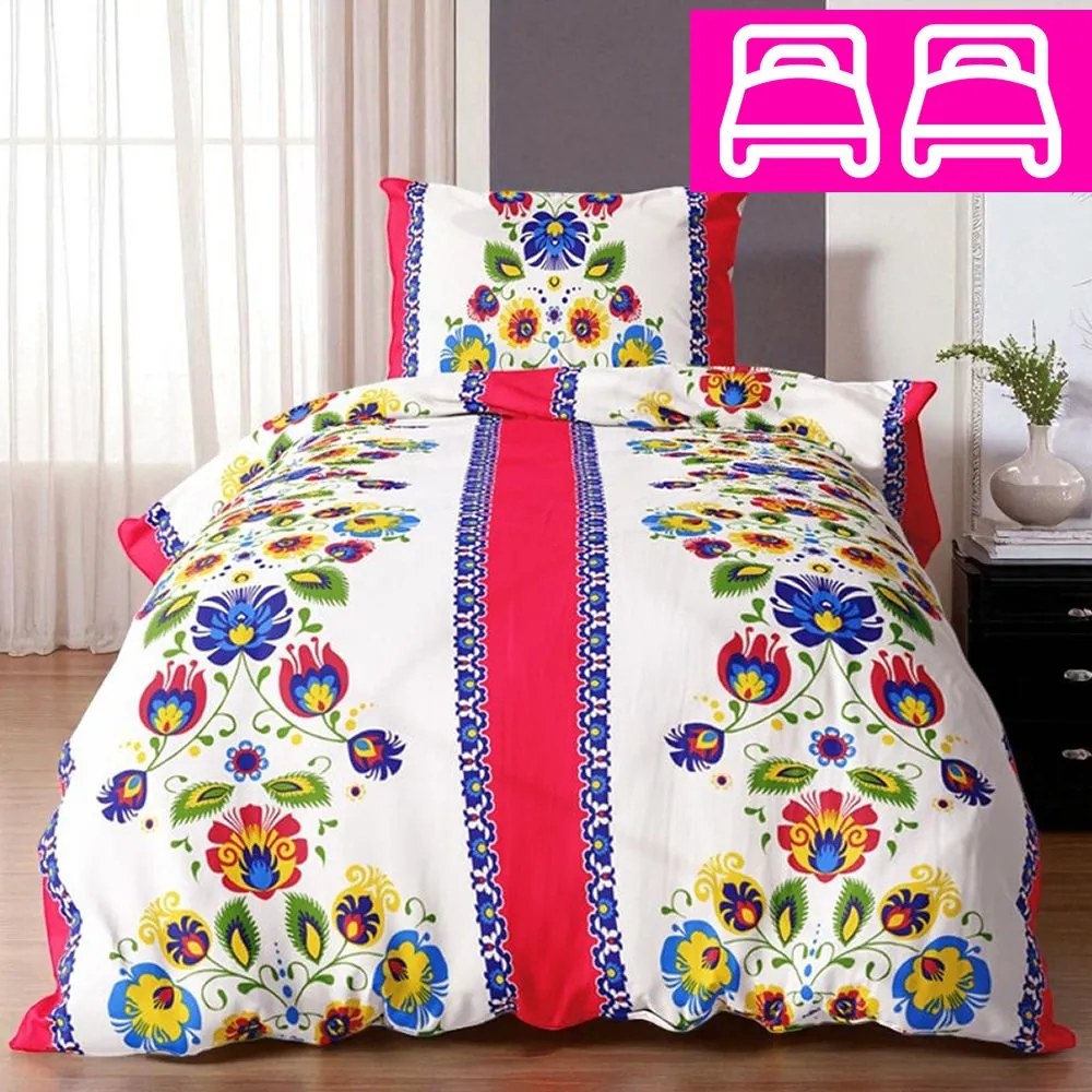 Bavlnené obliečky JANE FOLK RED 4-dielna sada 140x200 cm