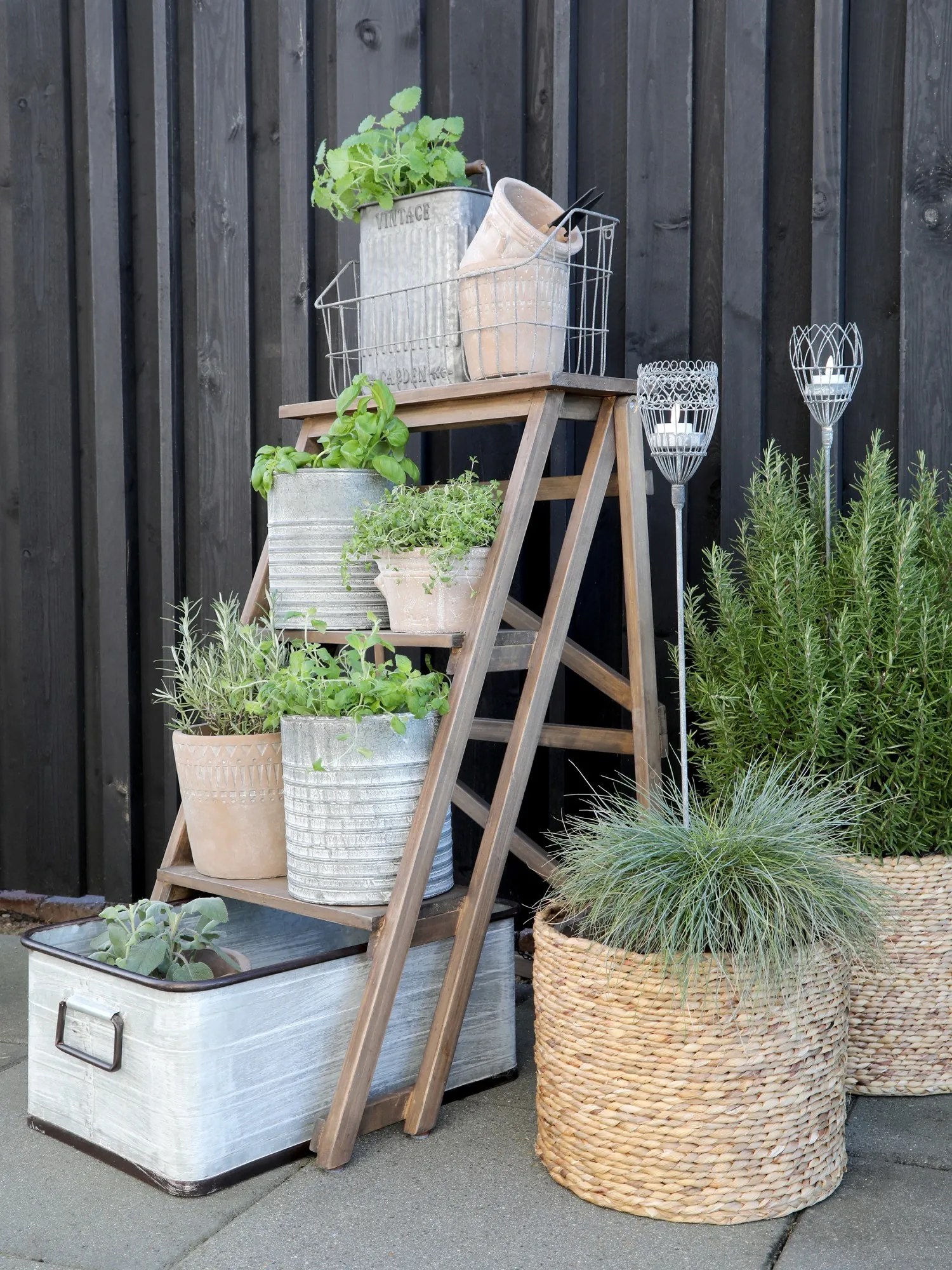 3ks plechový zinkový antik obal na kvetináč Planters - Ø 21*22/Ø 17*20 / Ø 13*18cm