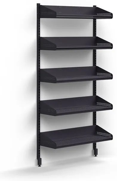 Školská skrinka ENTRY, základná nástenná sekcia, 5 políc na topánky, 1800x900x300 mm, antracit