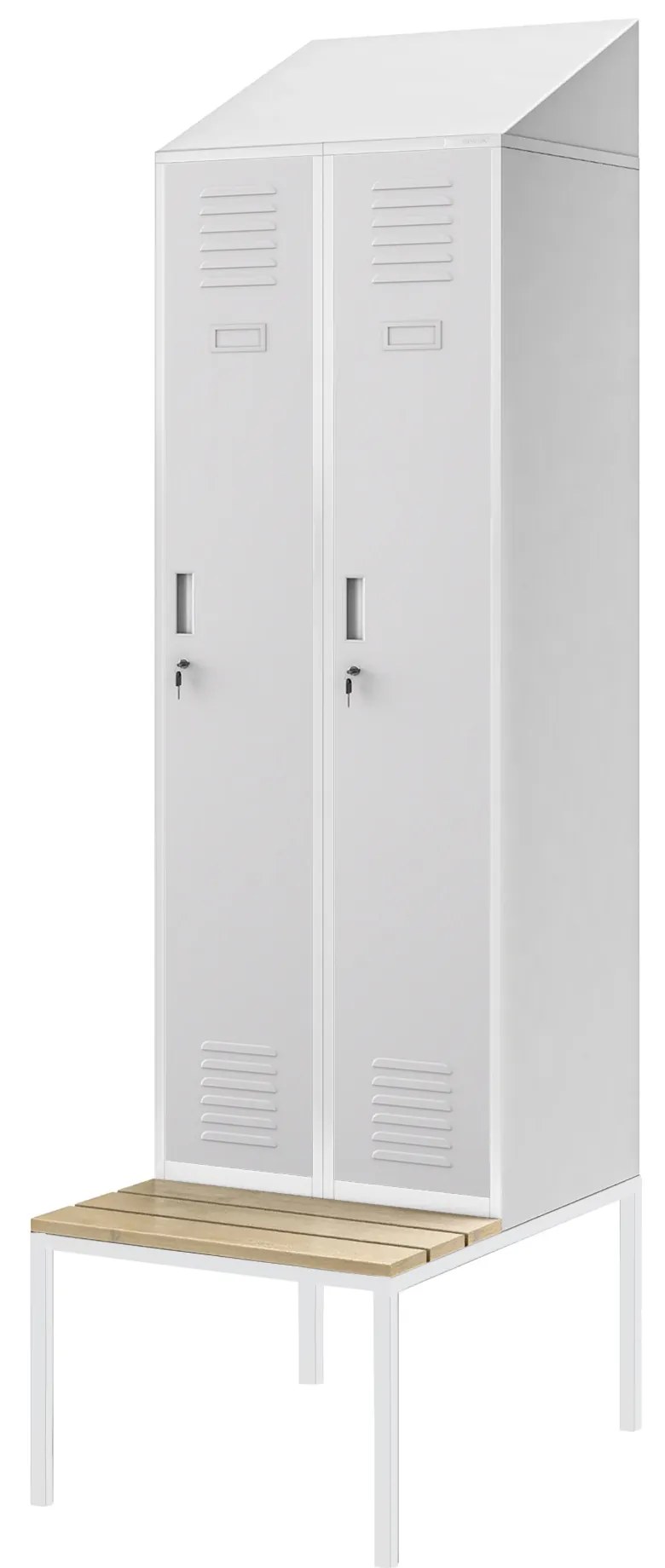 Šatníková skriňa s lavicou a strechou KACPER II PRO, 600 x 2295 x 850 mm, šedá