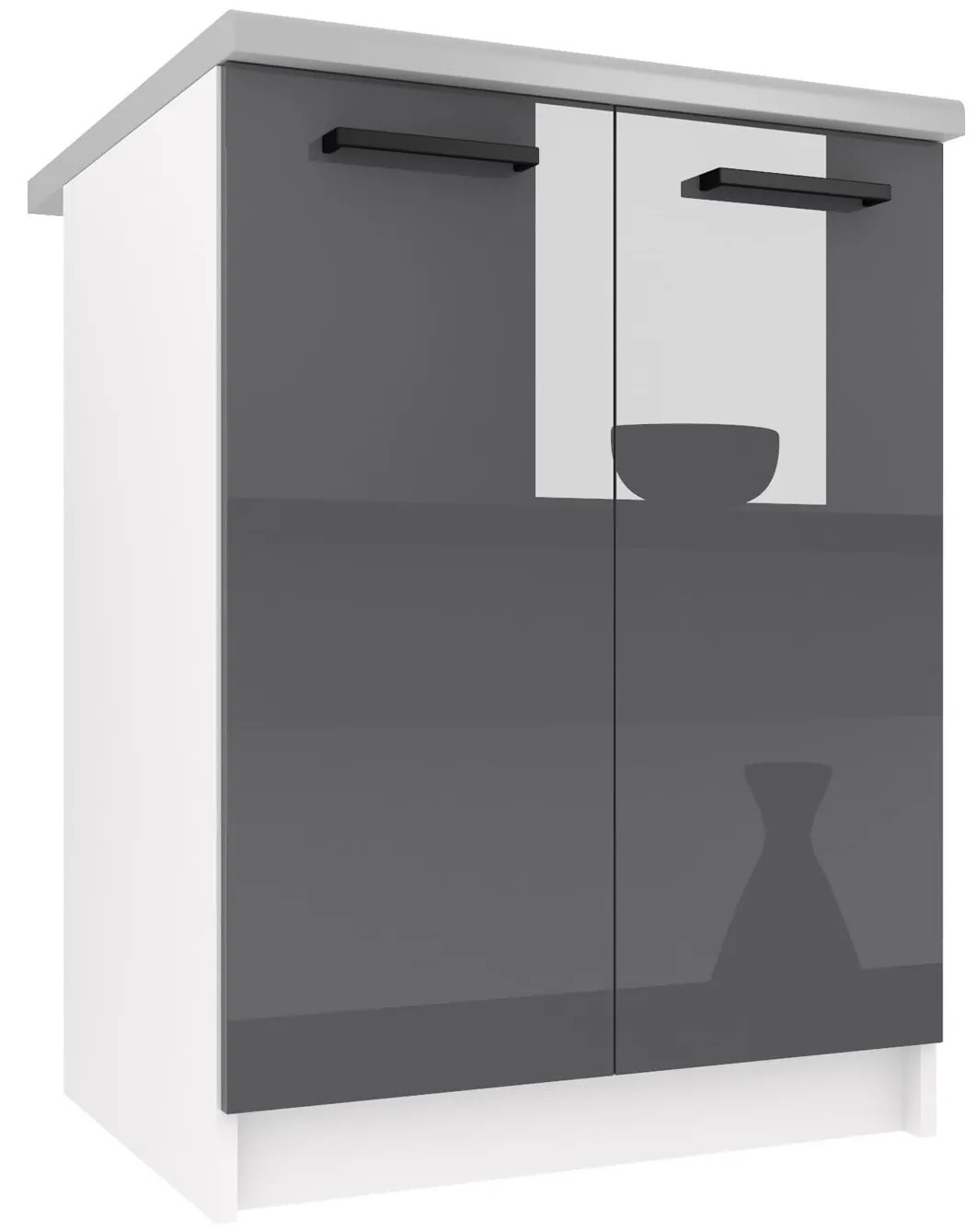 Kuchynská skrinka Belini spodná 60 cm šedý lesk s pracovnou doskou INF SD2-60/0/WT/S/0/B1