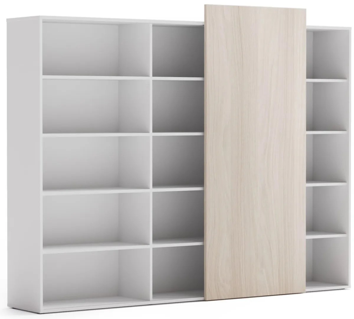 PLAN Skriňa vysoká otvorená dlhá BLOCK White, 2390 x 400 x 1748, dub prírodný