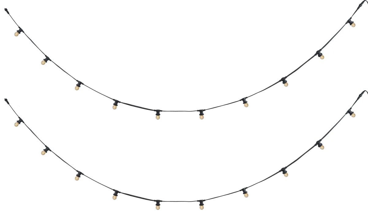 Prepojiteľné čierne girlandové osvetlenie so zástrčkou 10 m vrátane E27 P45 20 svetiel IP44 - Lubber