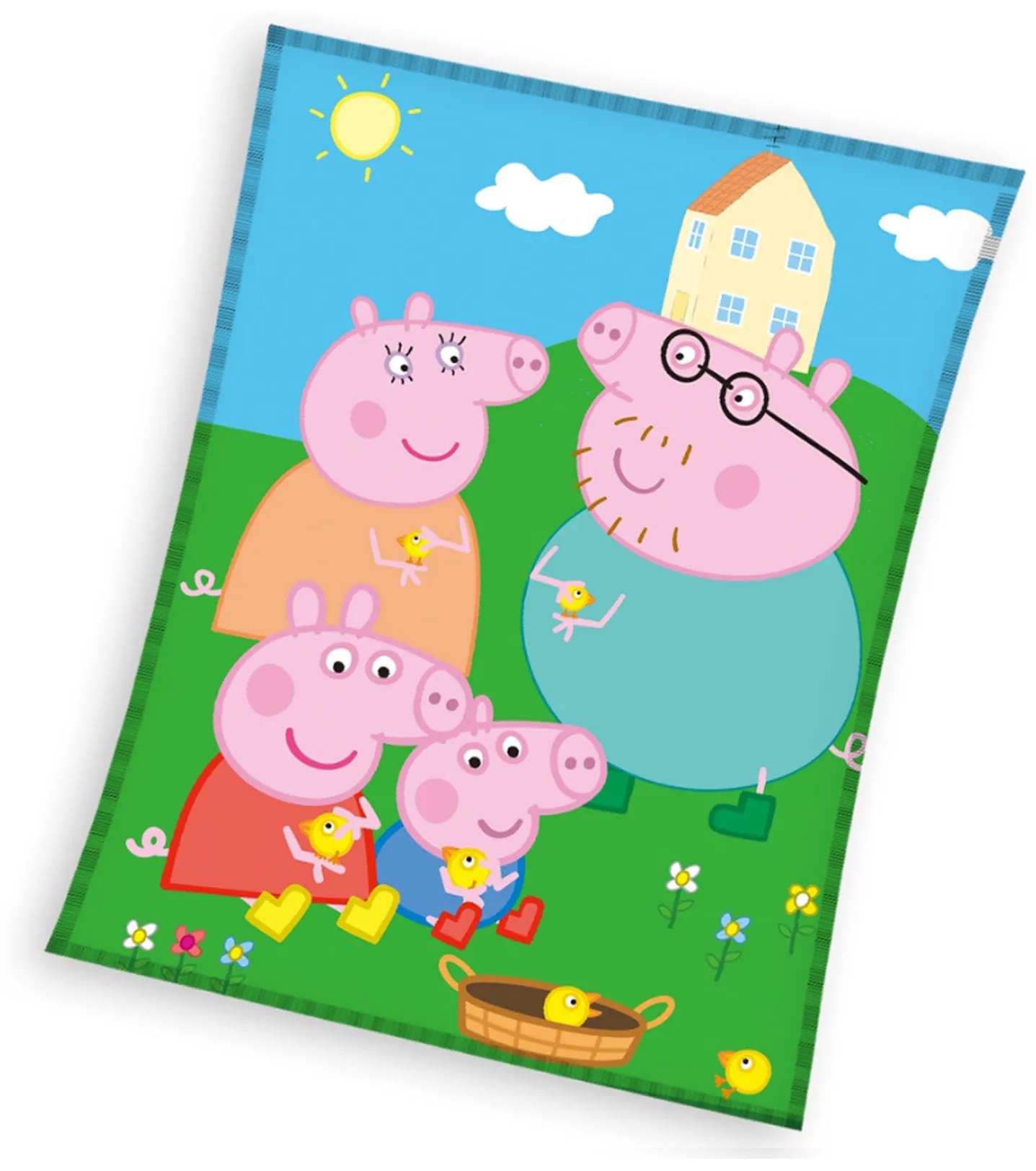 Detská mikroplyšová deka 150 x 200 cm - Prasiatko Pepina a Kuriatka