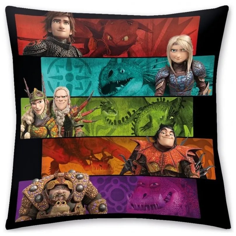 Detský vankúš Ako vycvičiť draka - How to Train Your Dragon - Štikút a Astrid - 40 x 40 cm