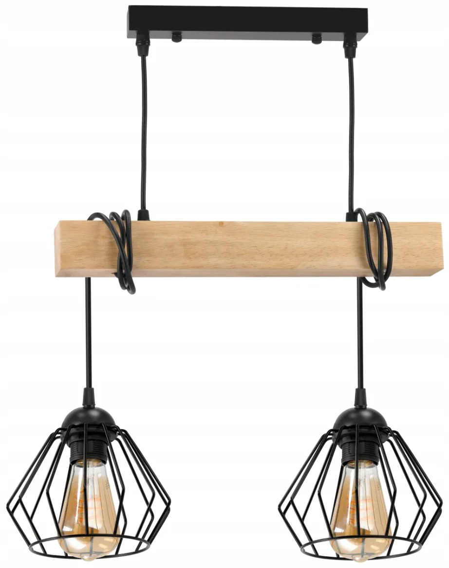 BERGE LED závesné stropné svietidlo, drevený trám, 2xE27, luster Loft Brylant