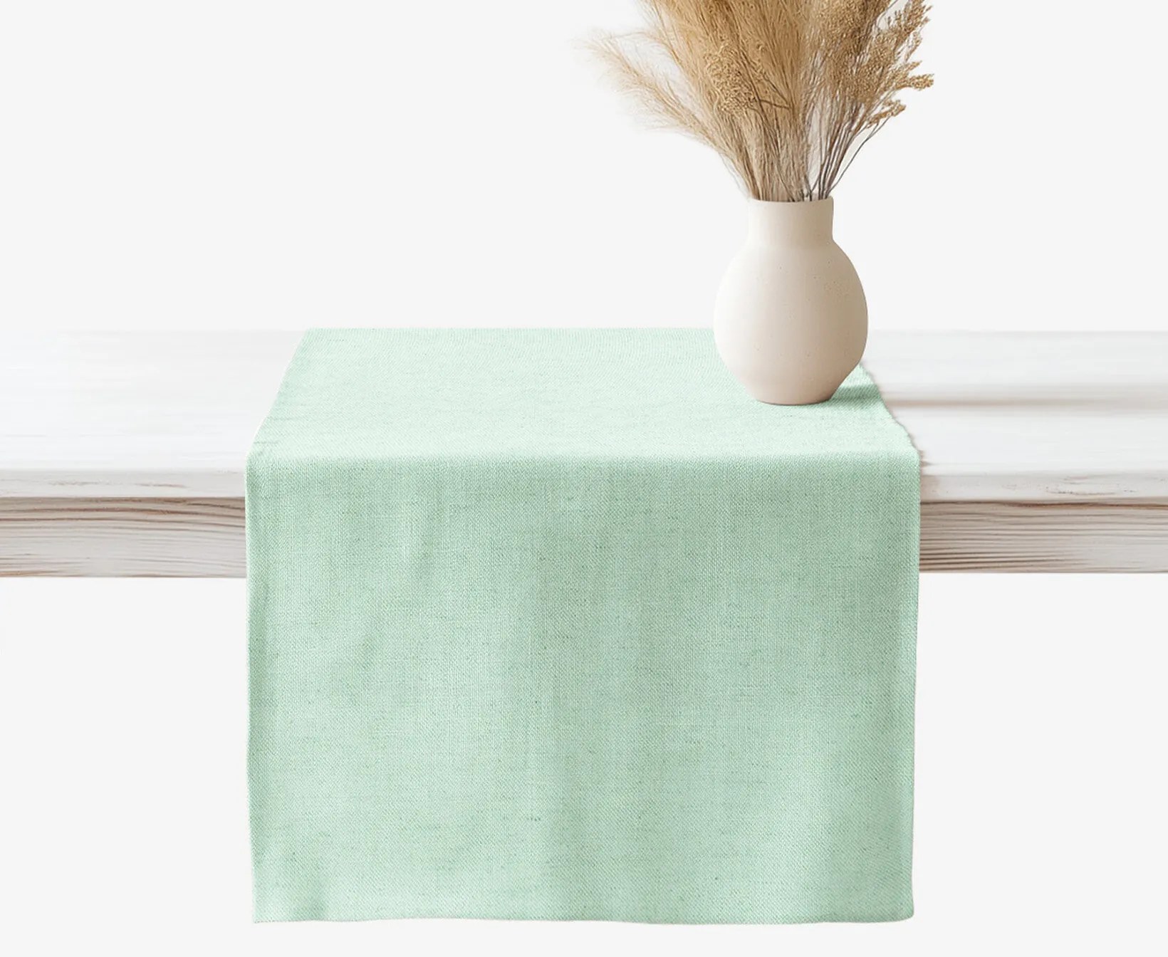 Goldea behúň na stôl z ľanovej zmesi - svetlo mätový 35x180 cm