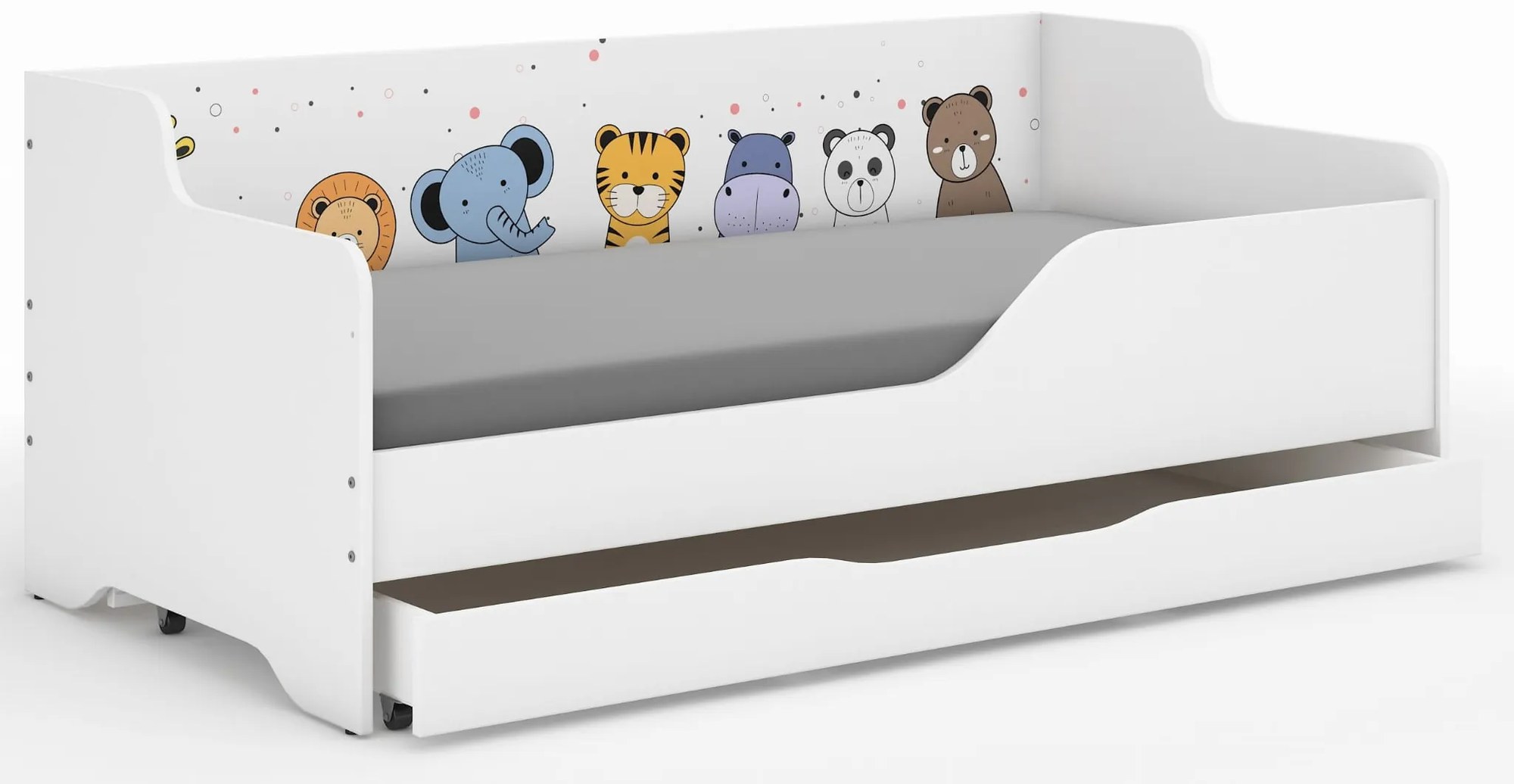 Detská posteľ LOLA - MINI ZOO 160x80 cm - grafika na bočnici