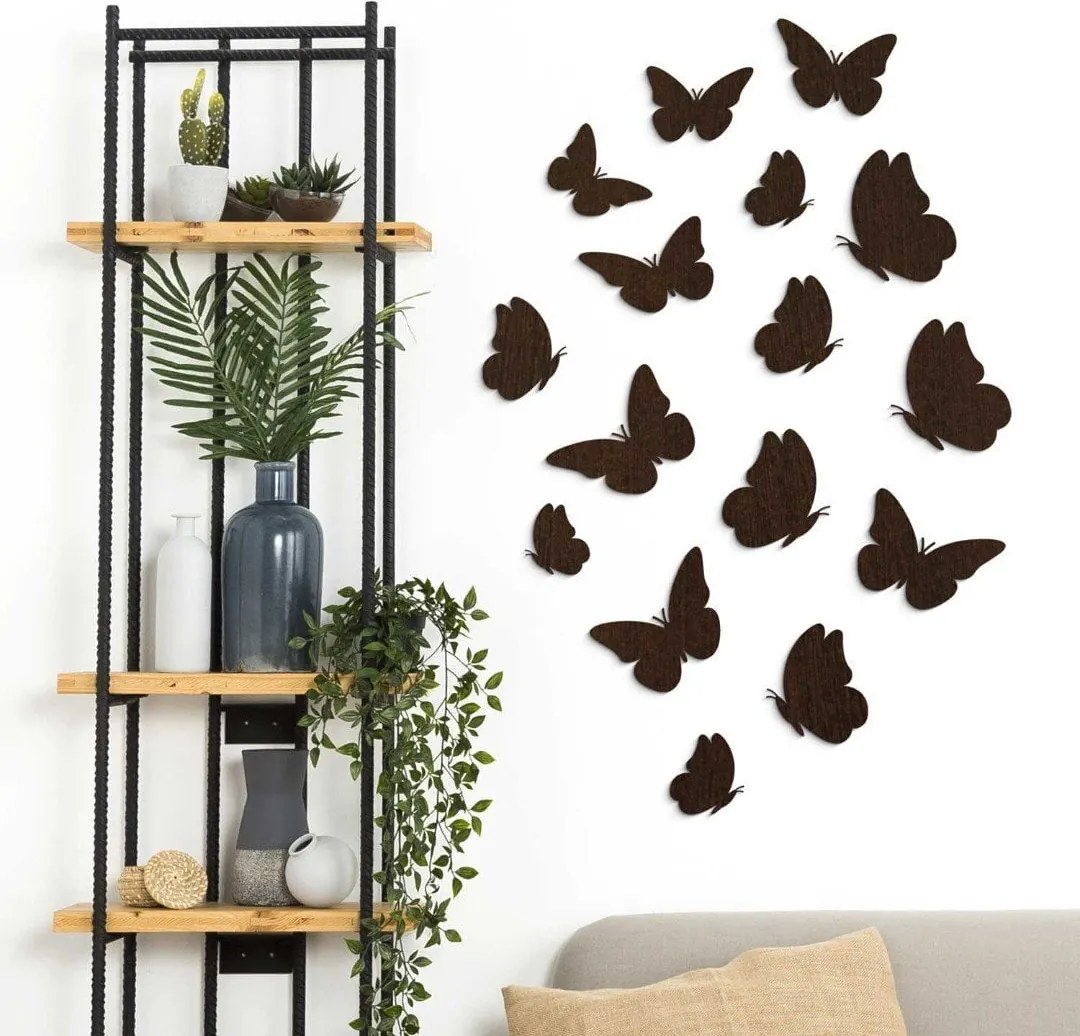 DUBLEZ | Drevená nálepka - Motýle na stenu 8 ks