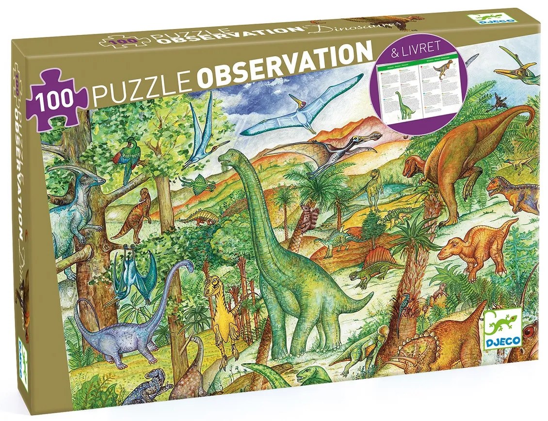 Vyhľadávacie puzzle s plagátom - Dinosaury - 100 ks