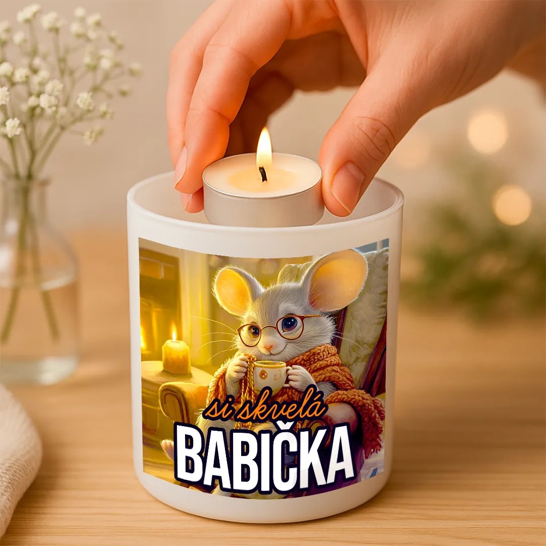 Originálny sklenený svietnik Si skvelá babička