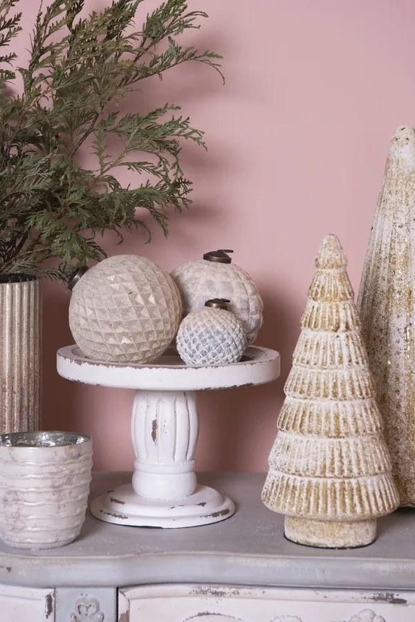 Béžovo - zlatá sklenená vianočná guľa s patinou - Ø 12 cm