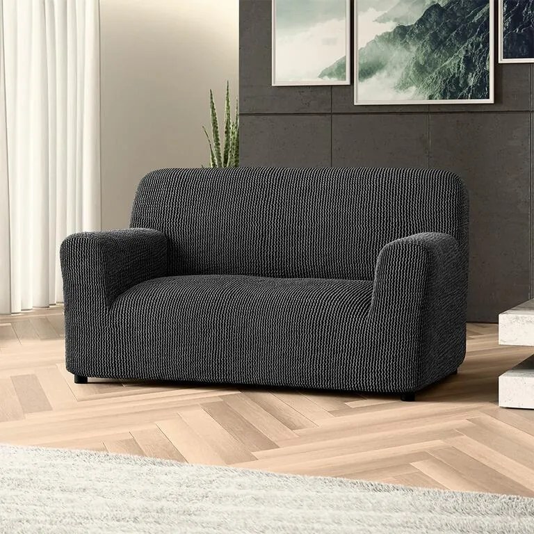 Bielastické poťahy COSTINA antracit dvojkreslo (š. 120 - 160 cm)