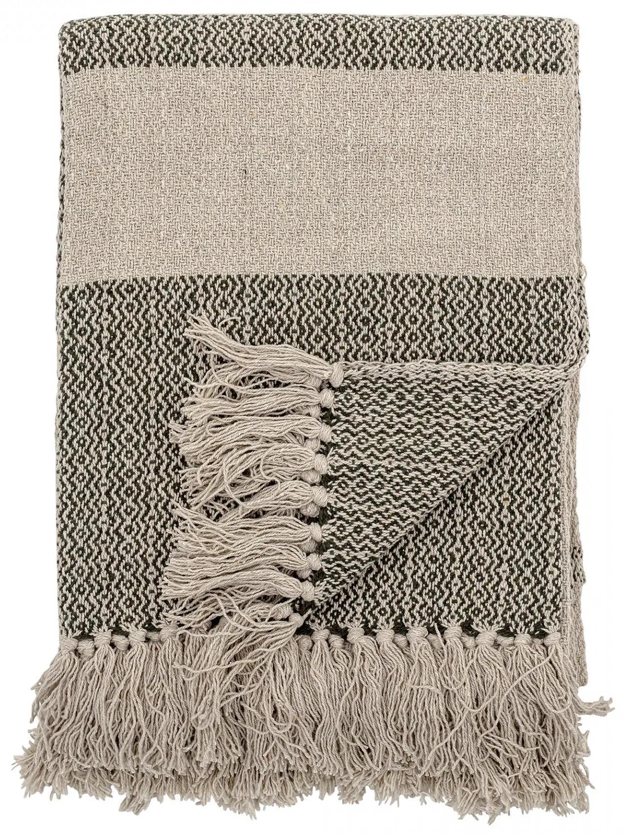 Bloomingville Bavlnený prehoz Green Recycled Cotton 160 × 130 cm