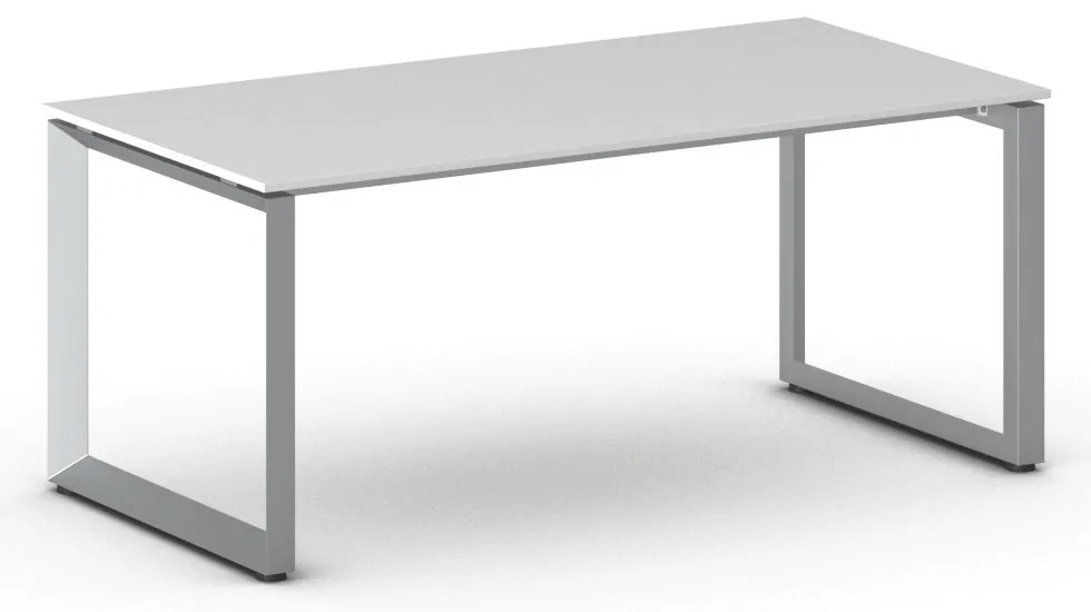 Kancelársky stôl PRIMO INSPIRE, 180x90 cm, sivostrieborná podnož, biela
