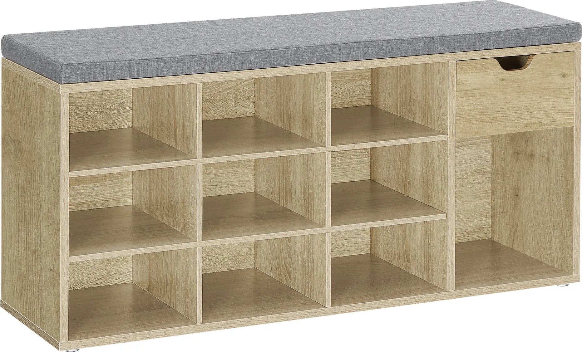 Botník s lavicou so sivým sedákom a zásuvkou TAYLOR ARTISAN 104x30x48 cm, biely