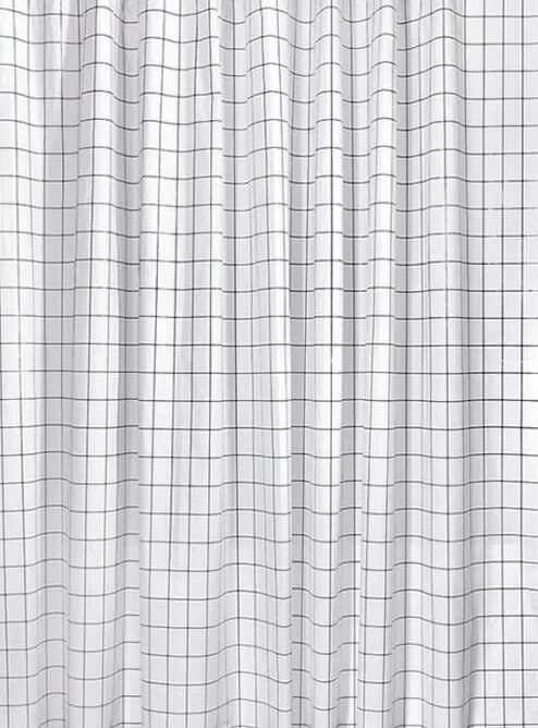 Aqualine Aqualine, Sprchový záves 180x180cm, vinyl, čierna / biela štvorcový vzor, ZV022