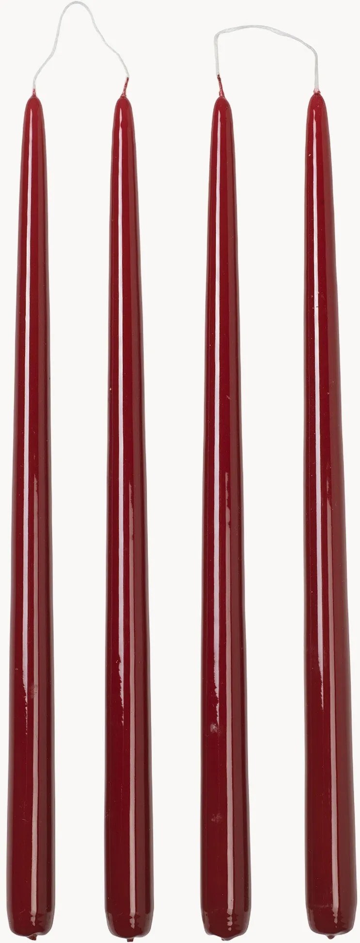 Ručne vyrobené dlhé sviečky Smooth, 4 ks